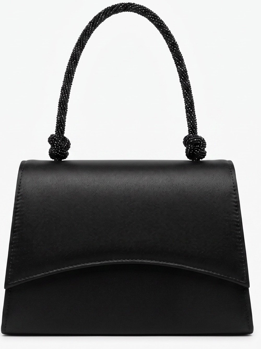 New $126 De Blossom Collection HB-222 Black Satin Evening Clutch Purse Chain